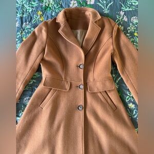 Long fitted wool coat | Size S/4 | Camel Brown